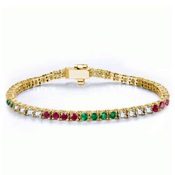 Italo Golden Emerald Sapphrie Ruby Tennis Bracelet