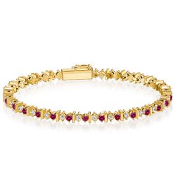 Italo Golden Round Cut Silver Ruby Bracelet For Women
