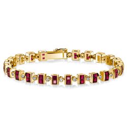 Italo Asscher Cut Ruby Tennis Bracelet Silver Ruby Bracelet