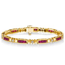 Italo Princess Cut Ruby Sapphire Bracelet Silver Bracelet