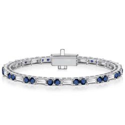 Italo Round & Baguette Cut Tennis Bracelet Blue Sapphire Bracelet