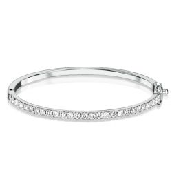 Italo 3 MM Round Cut Bangle Bracelet In Sterling Silver