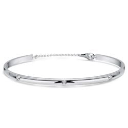 Italo Bezel Setting 1.5 MM Round Cut Bar Bangle Bracelet For Women