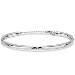 Italo Bezel Setting 1.5 MM Round Cut Bar Bangle Bracelet For Women