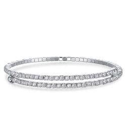 Italo Bypass 2.5 MM Round Cut Flexible Bangle Bracelet For Women