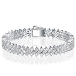 Italo Triple Row 2 MM Round Cut Tennis Bracelet For Women