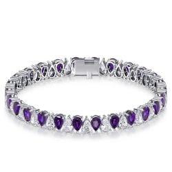 Italo Pear Cut White & Amethyst Tennis Bracelet For Women