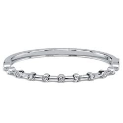 Italo Bezel Setting 3 MM Round Cut Bangle Bracelet For Women