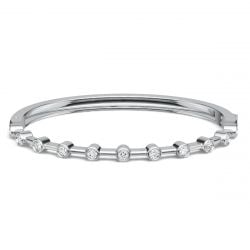 Italo Bezel Setting 3 MM Round Cut Bangle Bracelet For Women