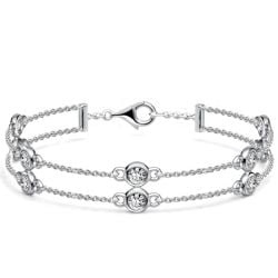 Italo Double Row Bezel-set White Sapphire Tennis Bracelet For Women