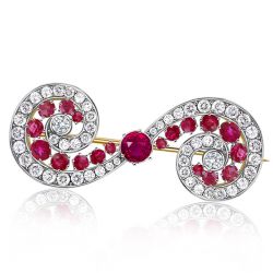 Vintage Curling Ruby Brooch For Women