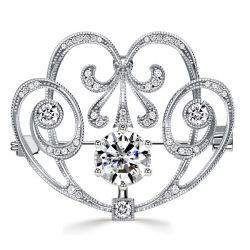 Italo Antique Round Cut Vintage Brooch In Sterling Silver