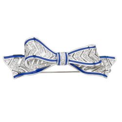Italo White Sapphire Bow Design Vintage Brooch For Women