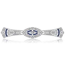 Italo Vintage Baguette & Round Cut White Sapphire Art Deco Brooch For Women