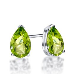 Italo Peridot Pear Cut Stud Earrings For Women Silver Earrings