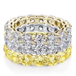 Two Tone Eternity Round Cut Stackable Band Set