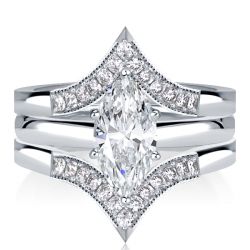 Classic Marquise Cut White Sapphire 3PC Wedding Set