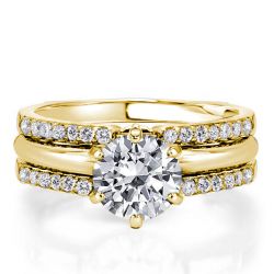 Round Cut Inset Guard Enhancers Engagement Rings Sets