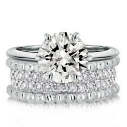 Solitaire Rope Design Cocktail Round Cut Engagement Rings Set