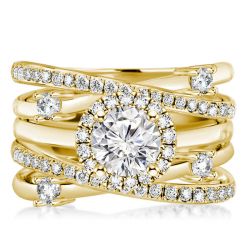 Halo Round Cut Engagement Rings Sets For Women