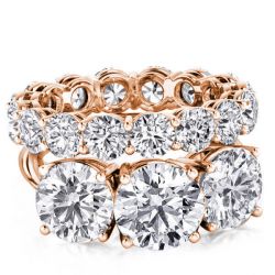 Italo Rose Gold Three Stone Engagement Rings Sets For Women