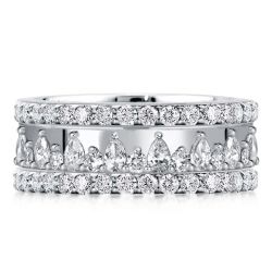 Italo Triple Row Round & Pear Cut Stackable Band Set