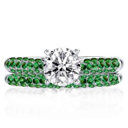 Italo Pave White Sapphire Bridal Set Wedding Rings For Women