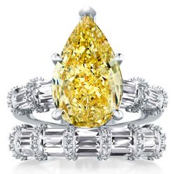 Italo Ribbon Design Yellow Topaz Pear Shaped Bridal Set