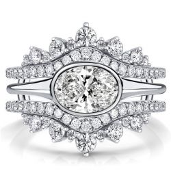 Italo Oval Cut Inset Guard Enhancers Engagement Rings Sets