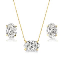 Oval Pendant Necklace & Oval Stud Earrings Set