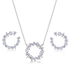 Mixed Shape Pendant Necklace & Earrings Jewelry Set