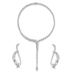 Luxury Design Pear Cut Sapphire Necklace & Cuff Earrings Set