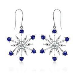 Blue Snowflake Drop Earrings