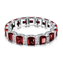 Garnet Princess Cut Eternity Wedding Band