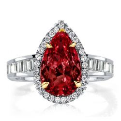 Italo Garnet Ring Pear Cut Halo Engagement Ring Affordable
