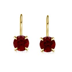 4 Prong Round Cut Created Garnet Drop Earrings 