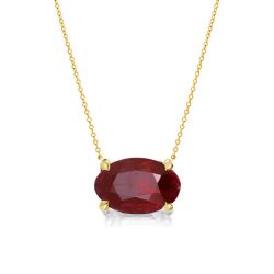 Golden Oval Cut Created Garnet Pendant Necklace