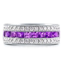 Milgrain Amythyst Ring 925 Sterling Silver Ring Band
