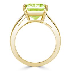 Emerald Cut Peridot Engagement Ring In Sterling Silver