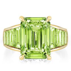 Italo Emerald Cut Peridot Engagement Ring In Sterling Silver