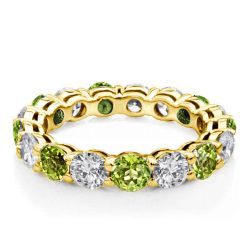 Alternating White & Peridot Eternity Wedding Band