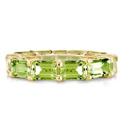 Peridot Ring Eternity Band Sterling Silver Emerald Wedding Ring For Women