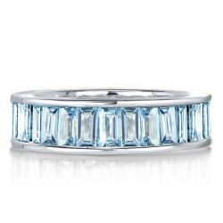 Italo Aquamarine Ring Baguette Band Ring Eternity Wedding Band 