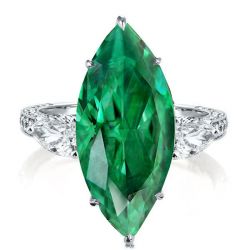Three Stone Marquise Cut Emerald Engagement Ring