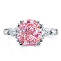 Italo Pink Ring Cushion Cut 3 Stone Engagement Ring Affordable