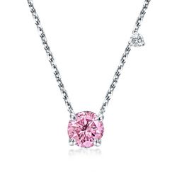 Italo Pink Sapphire Pendant Necklace Sterling Silver Necklace