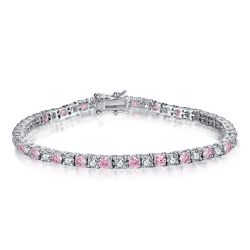 Sterling Silver Bracelet Tennis Bracelet With Alternating Pink & White Sapphire