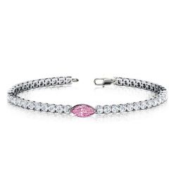 Sterling Silver Bracelet Tennis Bracelet With Pink Sapphire