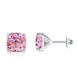 Italo Cushion Cut Pink Sapphire Stud Earrings For Women