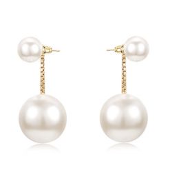 Modern Golden Drop Pearl Earrings
